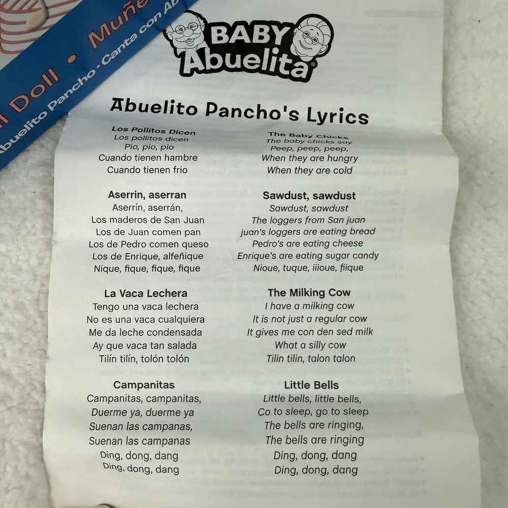Baby Abuelita Abuelito Pancho Plush Doll Spanish Grandfather Singing New In Box